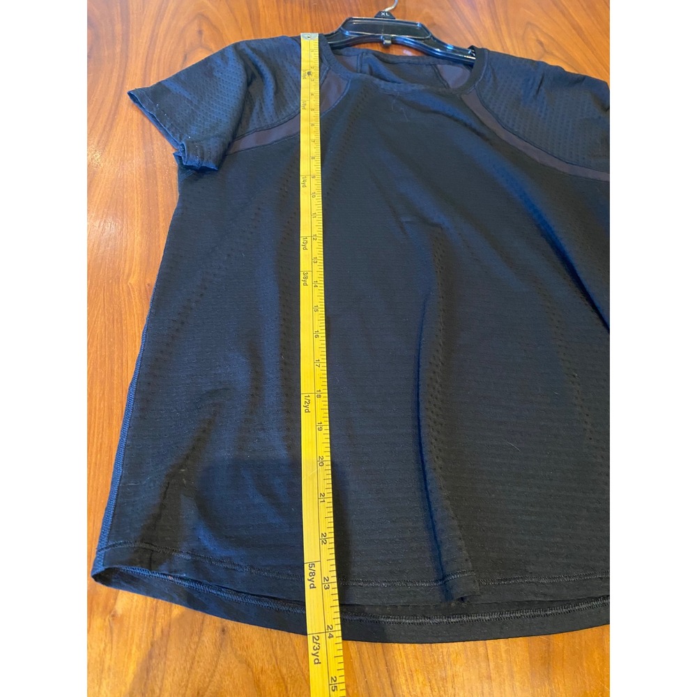 Athleta Black Mesh Short Sleeve Activewear Top Sheer Panel Performance Shirt S - Picture 4 of 5